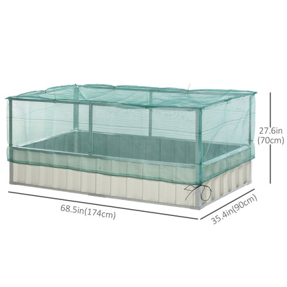 Outsunny 174x90x70cm Steel Raised Garden Bed with Cover Grey