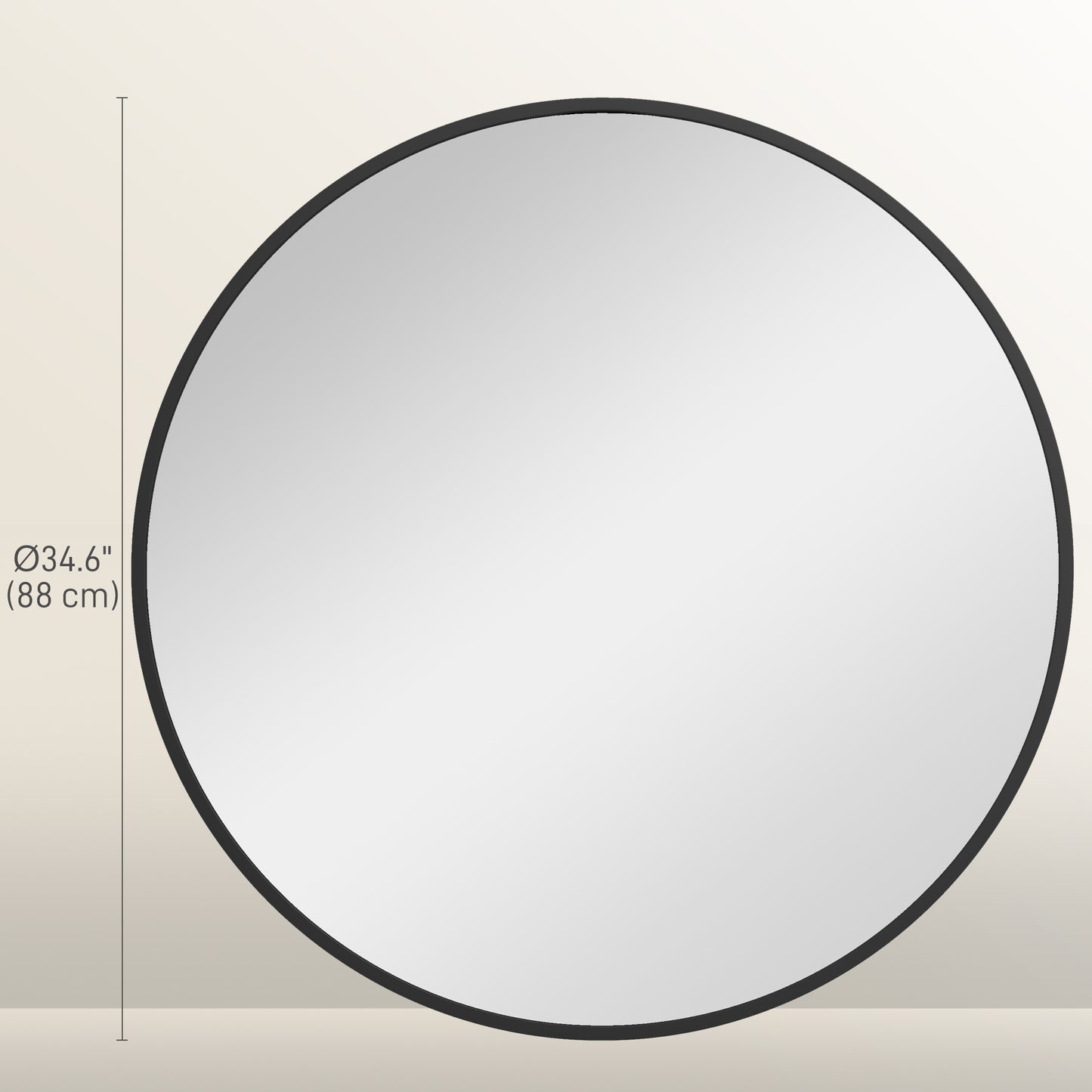 Miroir mural rond 91 cm cadre métallique décoratif