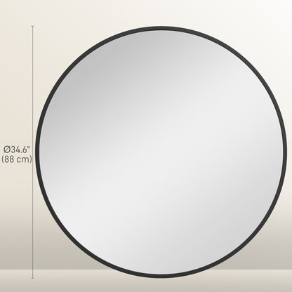 Miroir mural rond 91 cm cadre métallique décoratif