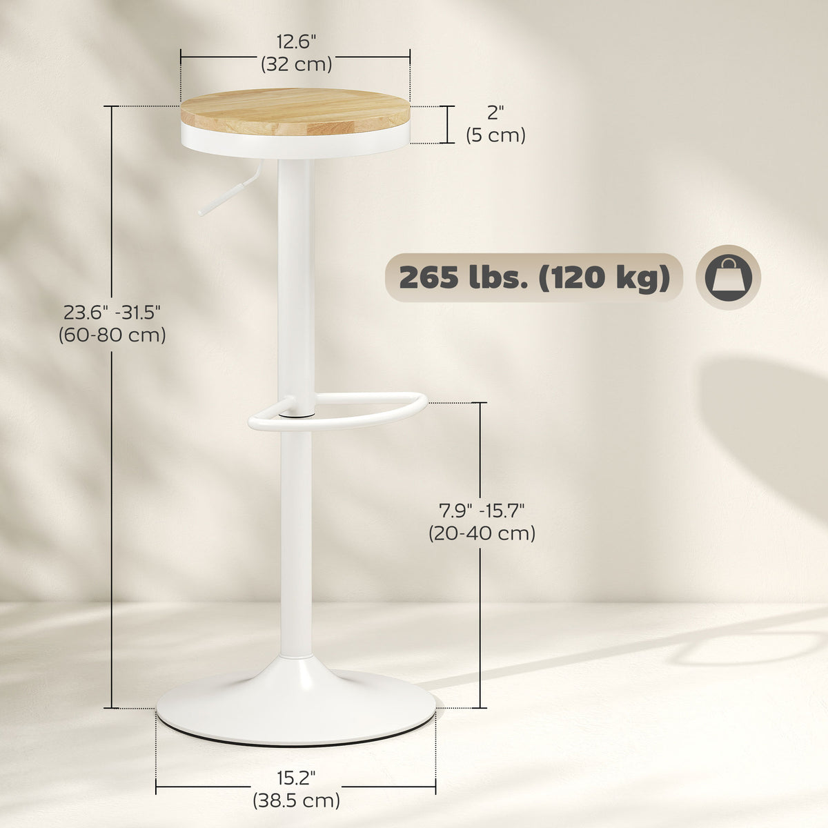 Tabourets de bar ajustables pivotants en bois