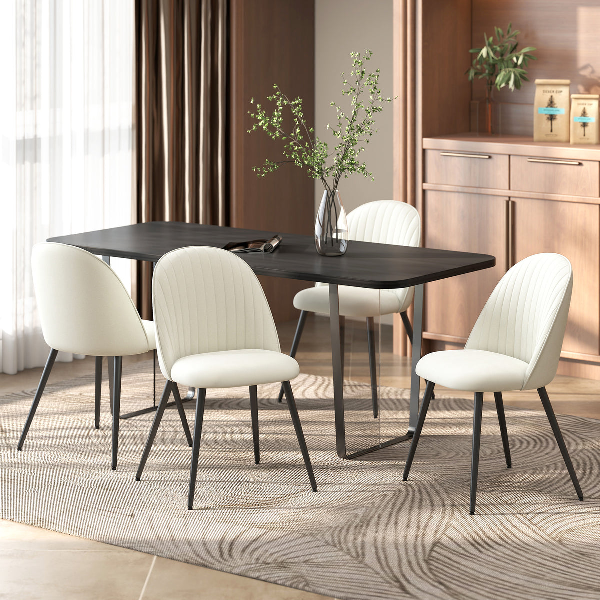 Ensemble 4 chaises de salle à manger velours