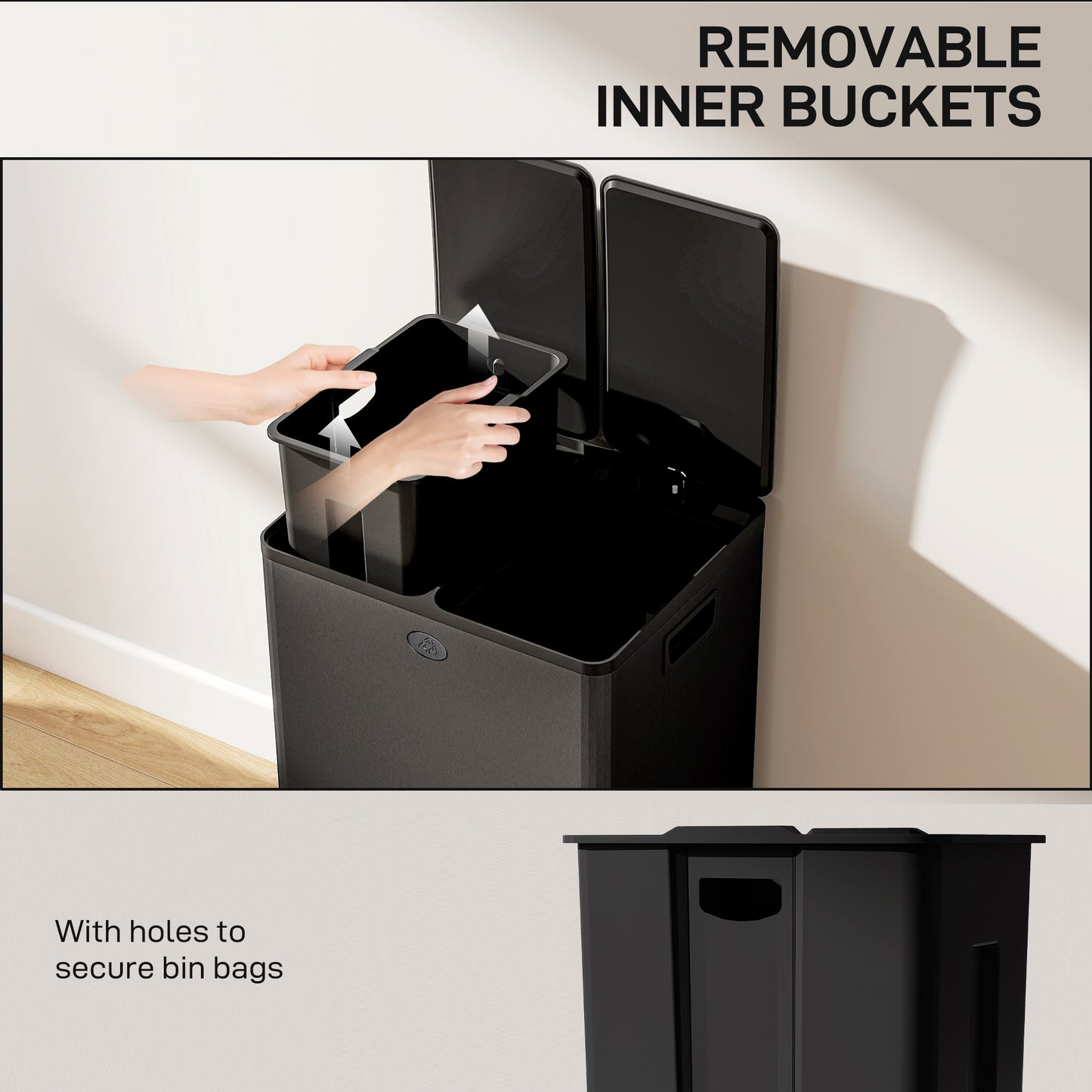 Poubelle double à pédale 2 x 28 litres