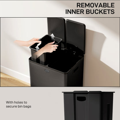 Poubelle double à pédale 2 x 28 litres