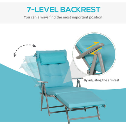 Chaise longue pliante extérieure à 7 positions avec coussin