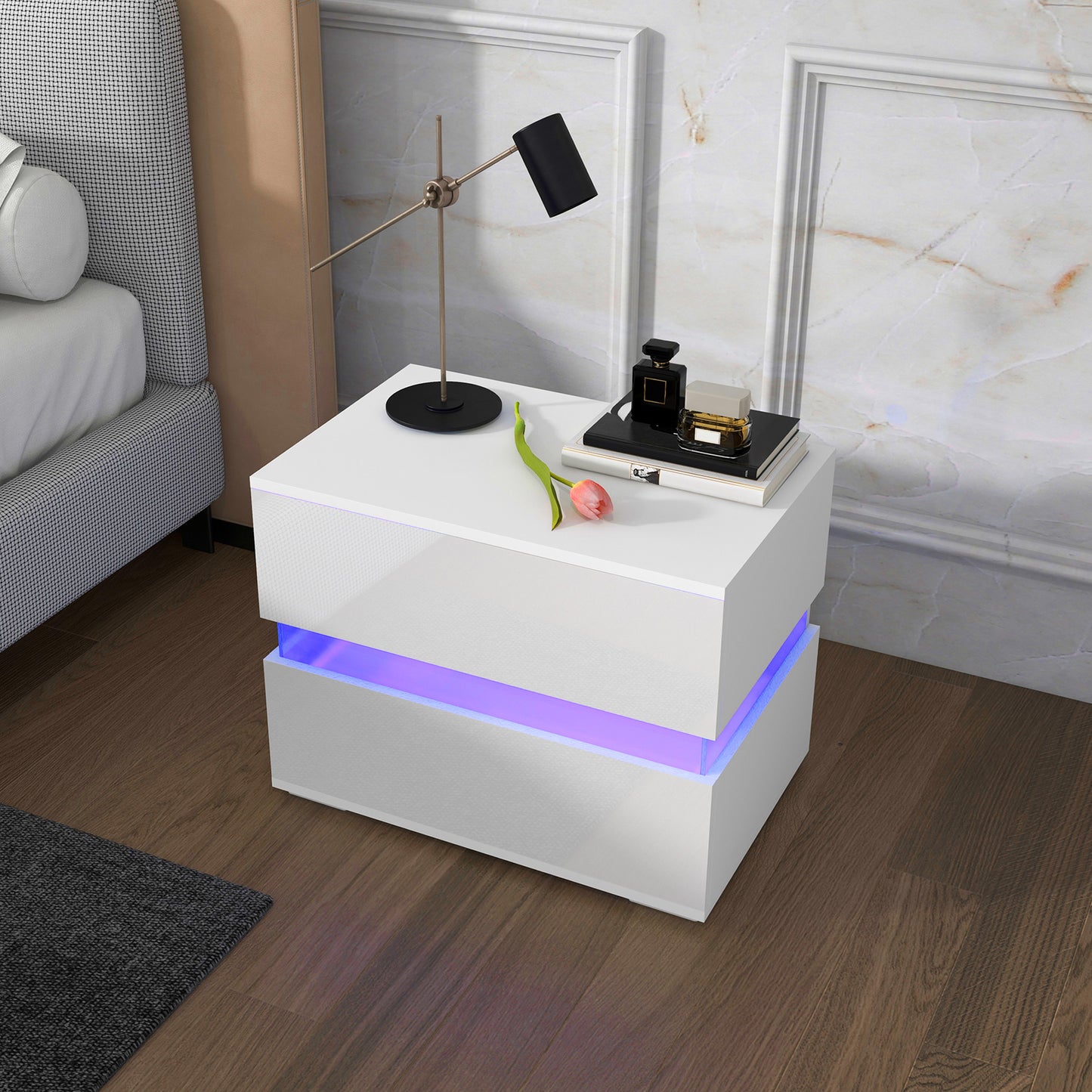 Table de chevet moderne avec éclairage LED RGB