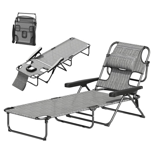 Chaise longue pliante avec dossier inclinable