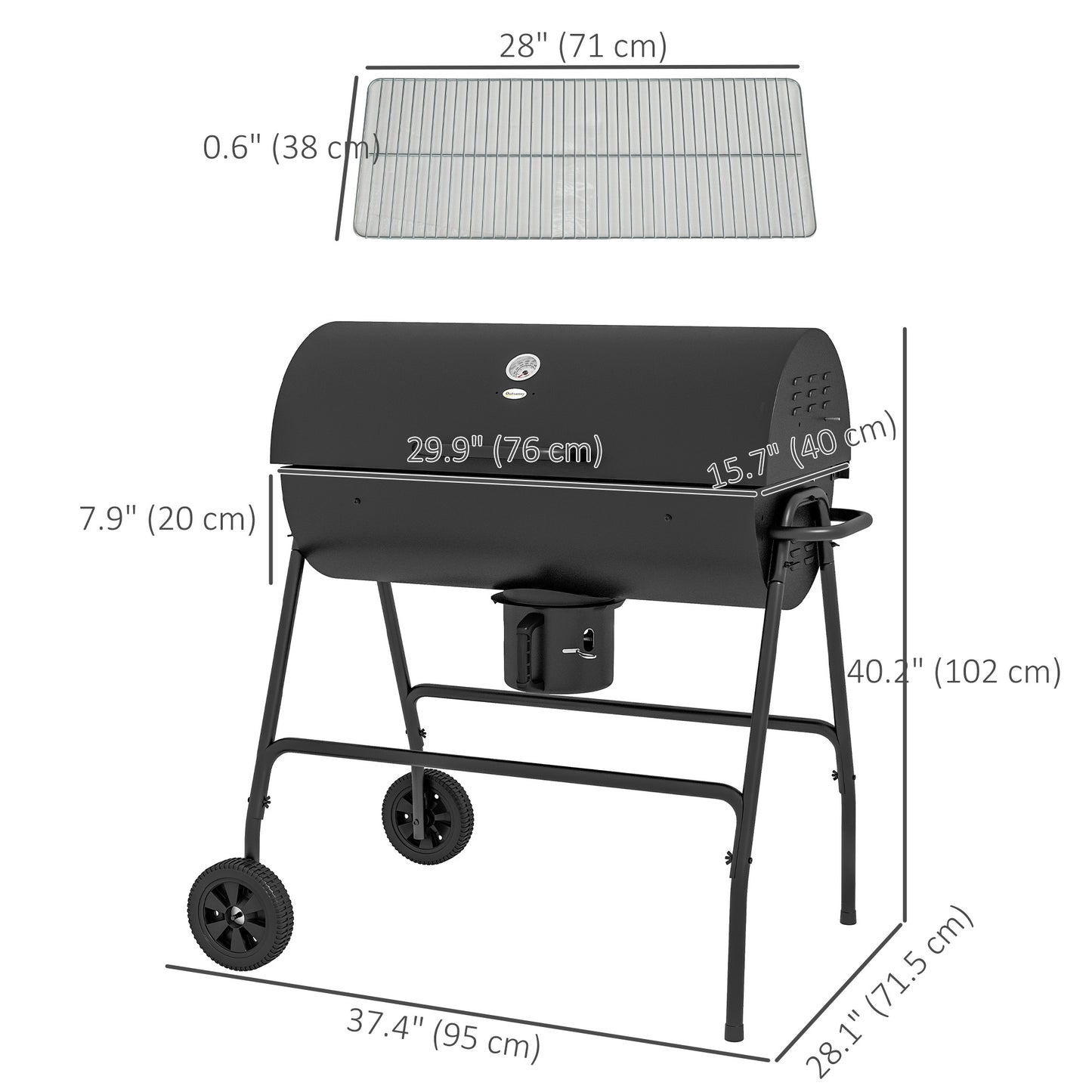 BBQ fumoir charbon 420 po² avec roues