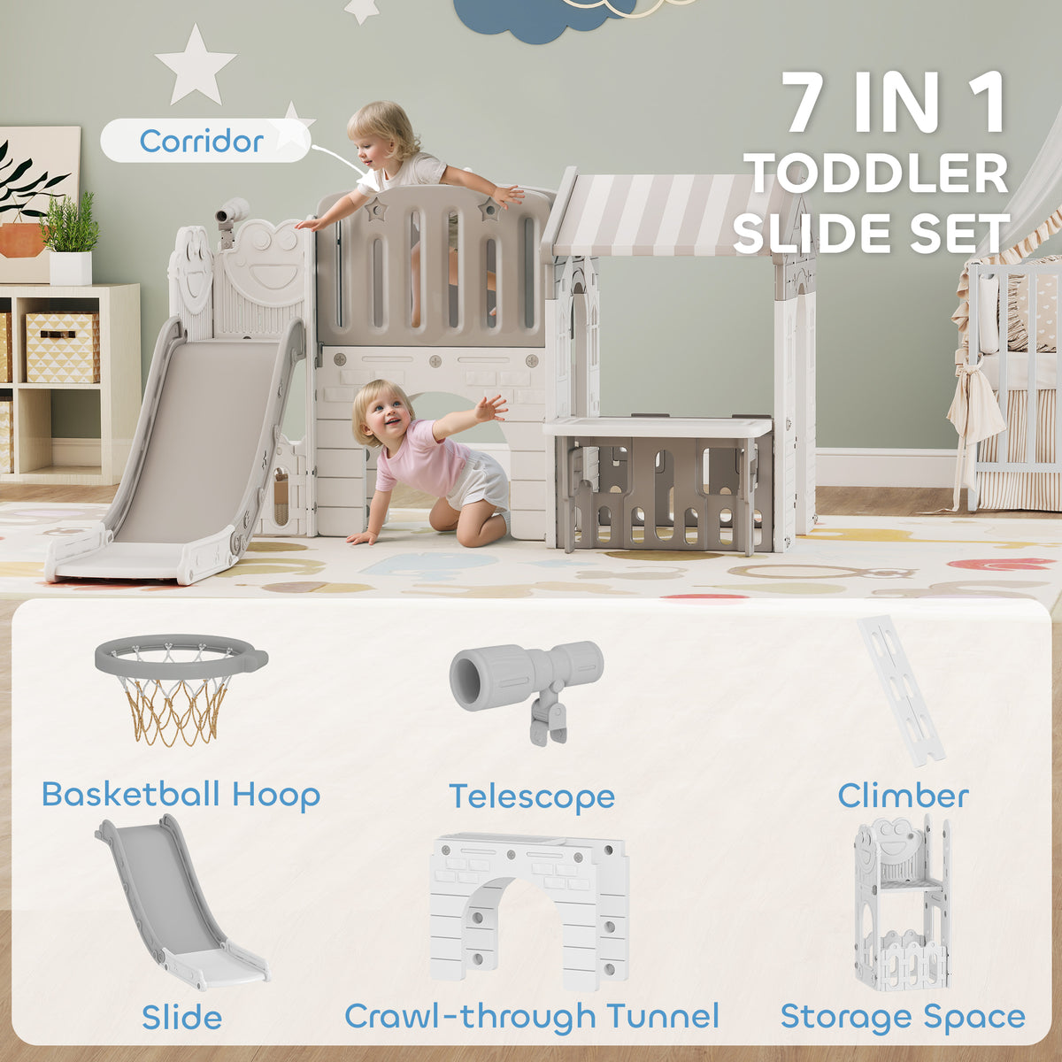 Glissade pour tout-petit 7-en-1 aire de jeux