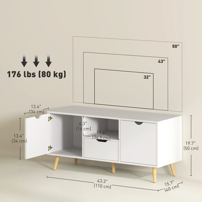 Meuble TV moderne avec rangement pour téléviseur de 127 cm