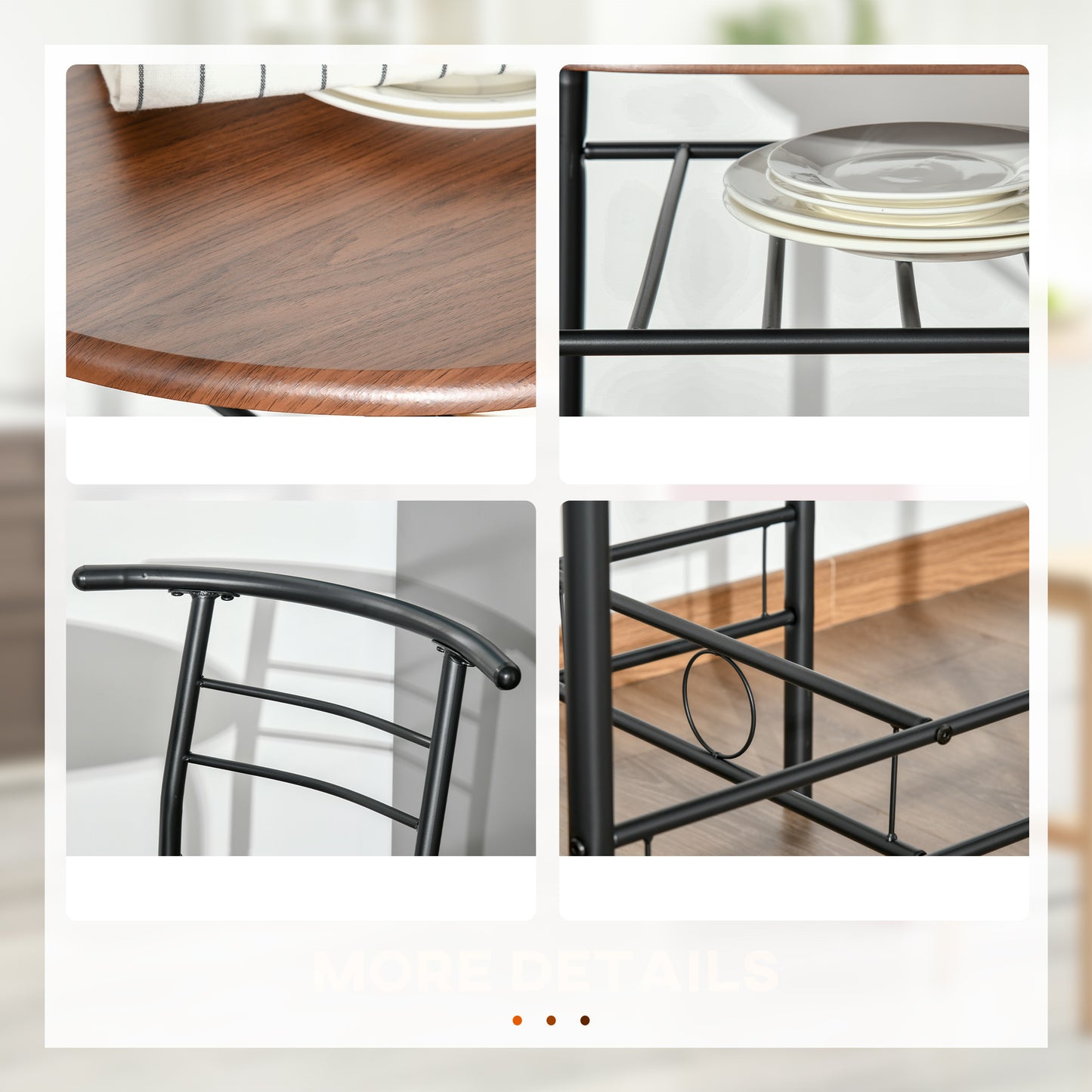 Ensemble table et chaises de cuisine 3 pièces