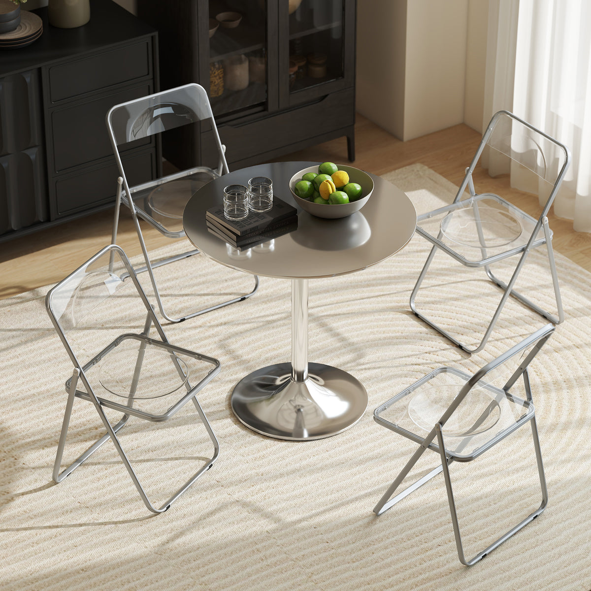 Chaises pliantes acrylique transparentes — Lot de 4