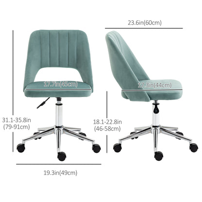 Chaise de bureau mi-hauteur velours forme festonnée pivotante