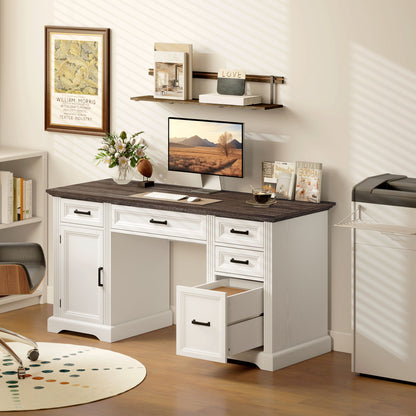 Bureau exécutif farmhouse avec tiroirs à fermeture douce
