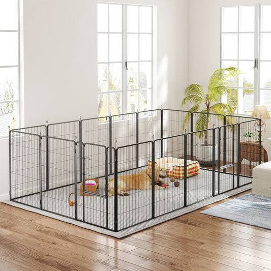 Parc pour chiens 16 panneaux avec sangle