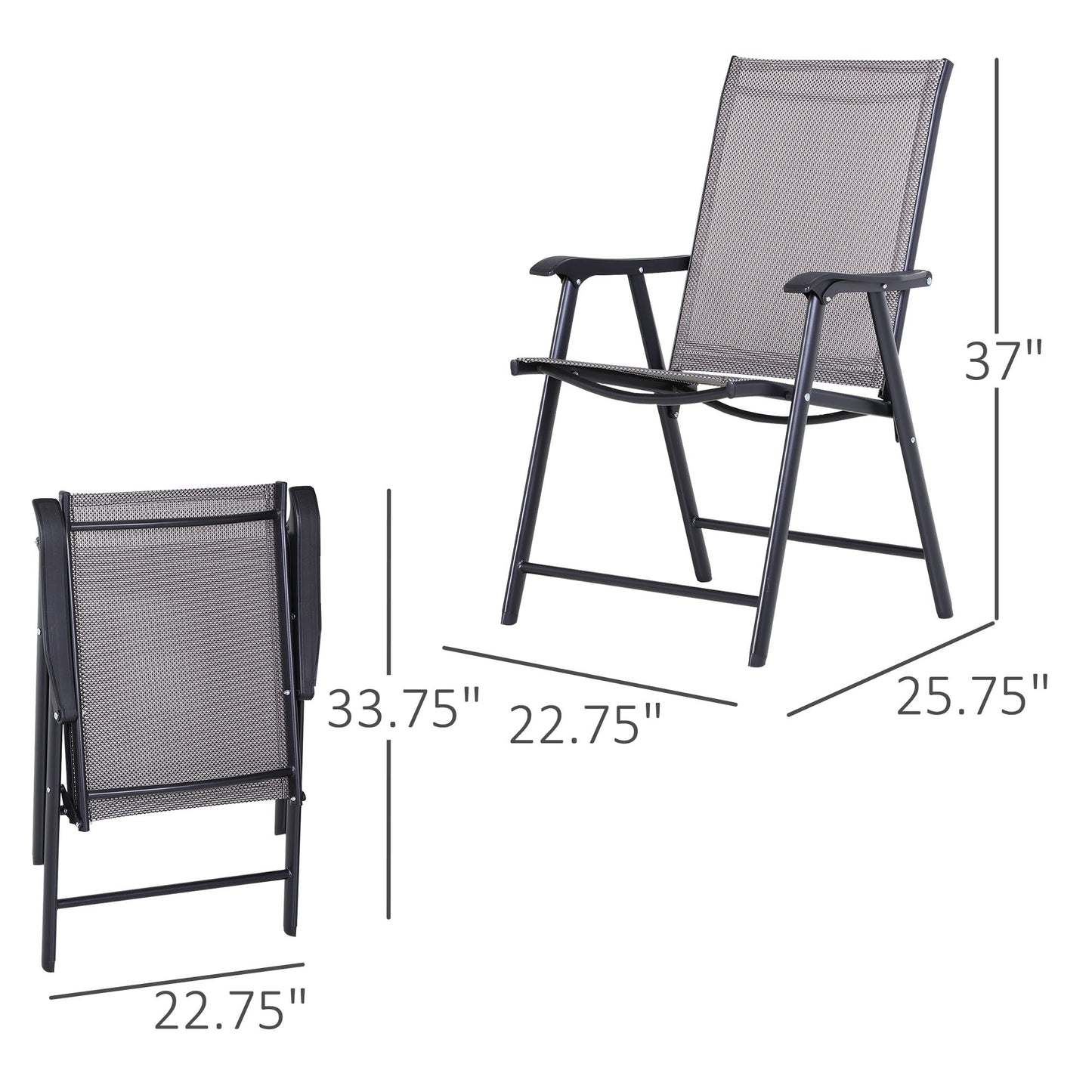 Chaises pliantes de patio avec accoudoirs lot de 2
