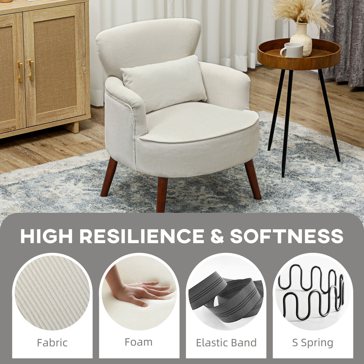 Fauteuil d'appoint moderne en velours côtelé