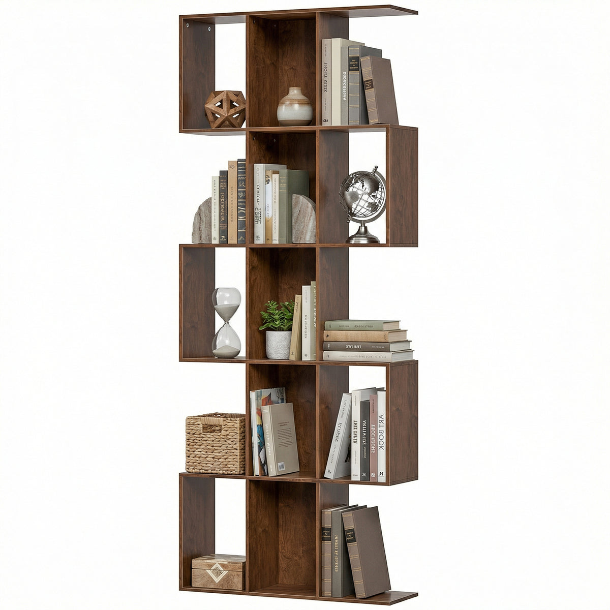 Bibliothèque 5 niveaux en S — 15 compartiments
