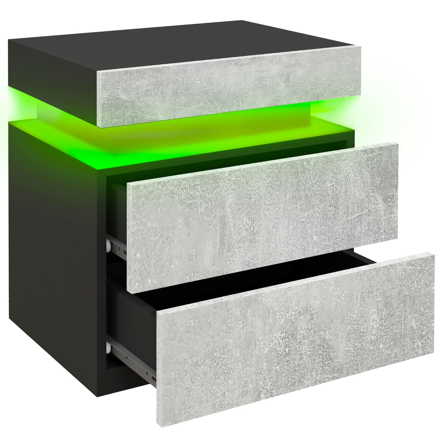 Table de nuit avec éclairage LED et 2 tiroirs