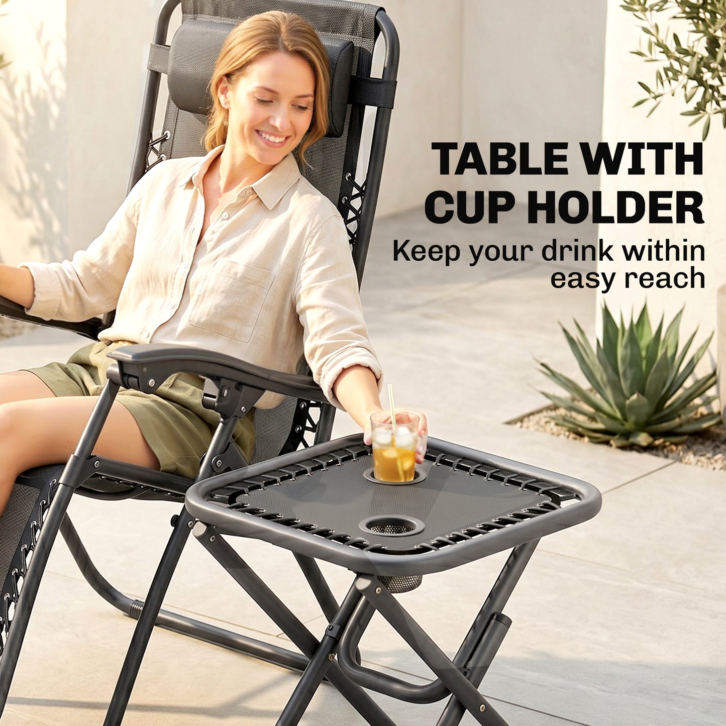 Chaise longue zéro gravité avec table latérale — Ensemble 2