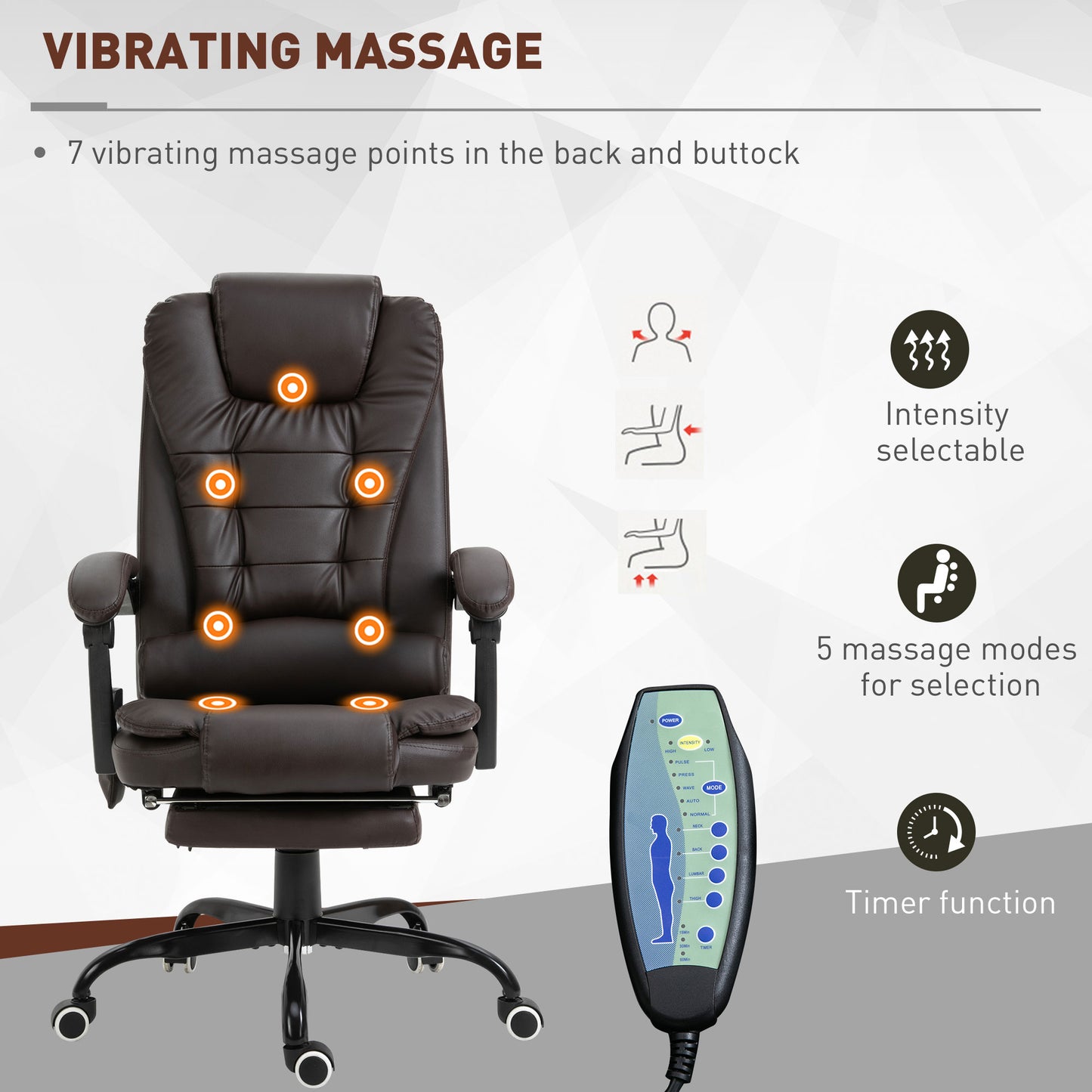 Chaise de bureau massante inclinable avec repose-pieds
