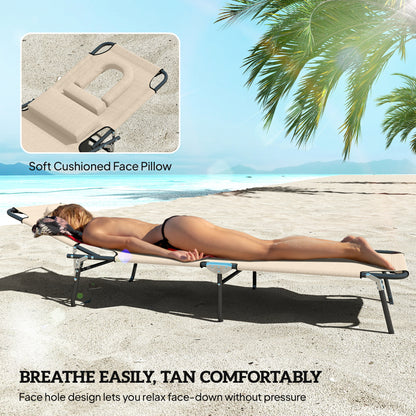 Chaise longue pliante avec trou visage ajustable