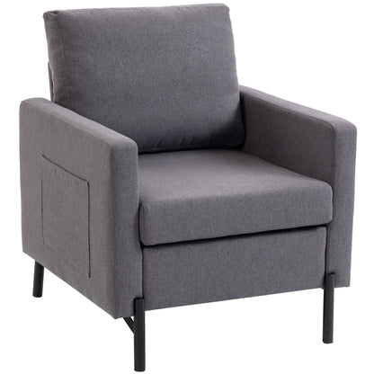 Fauteuil d'appoint rembourré avec poches latérales