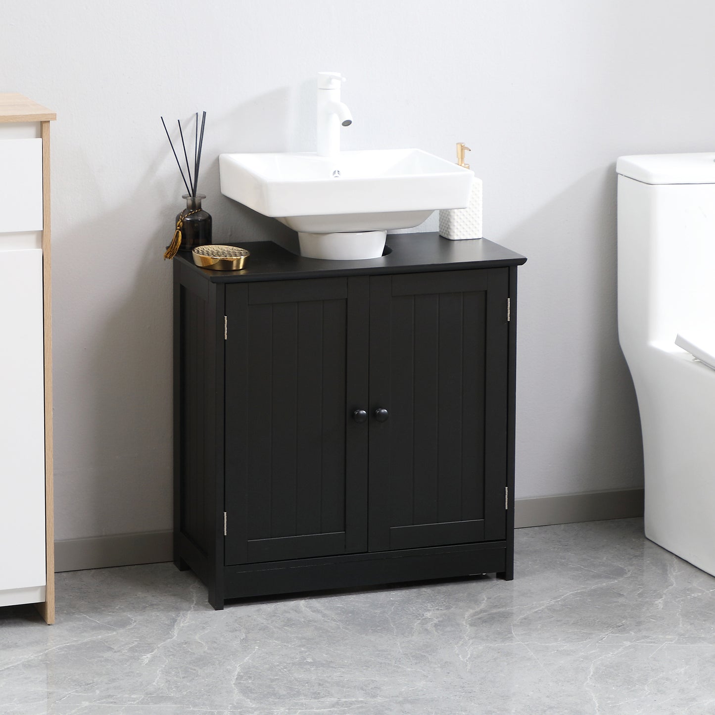 Meuble-lavabo sous évier avec 2 portes et tablette