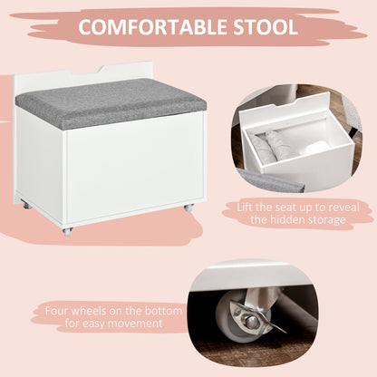 Coiffeuse avec miroir rabattable et tabouret