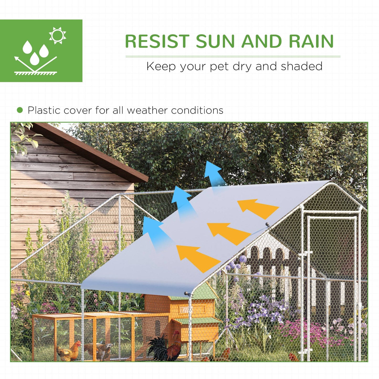 Enclos pour poules extérieur avec toit 3,0 x 4,0 x 2,0 m