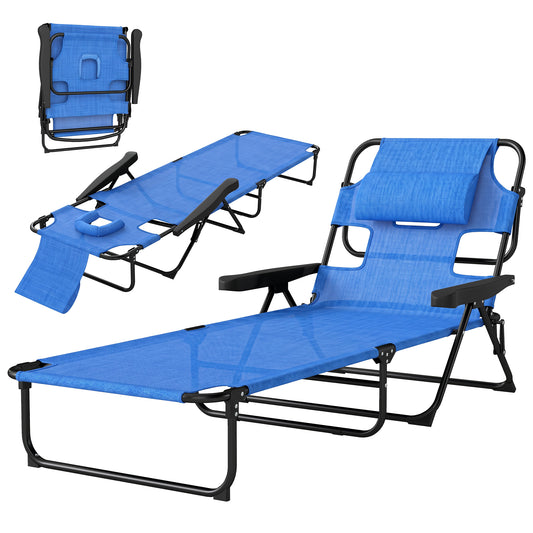 Chaise longue pliante avec dossier inclinable