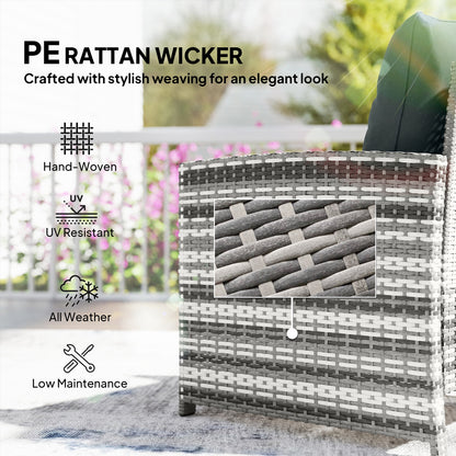 Outsunny 5-Piece Rattan Patio Set - Chairs + Ottomans + Glass Table