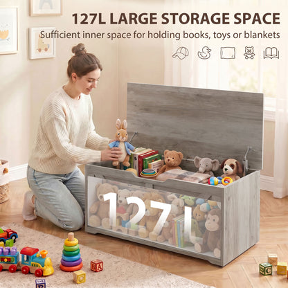 Coffre de rangement rustique avec charnières de sécurité