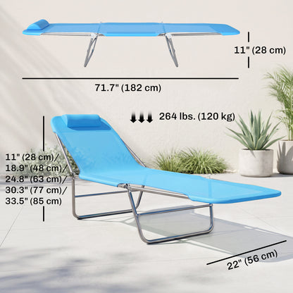 Chaise longue pliante réglable avec oreiller — extérieur