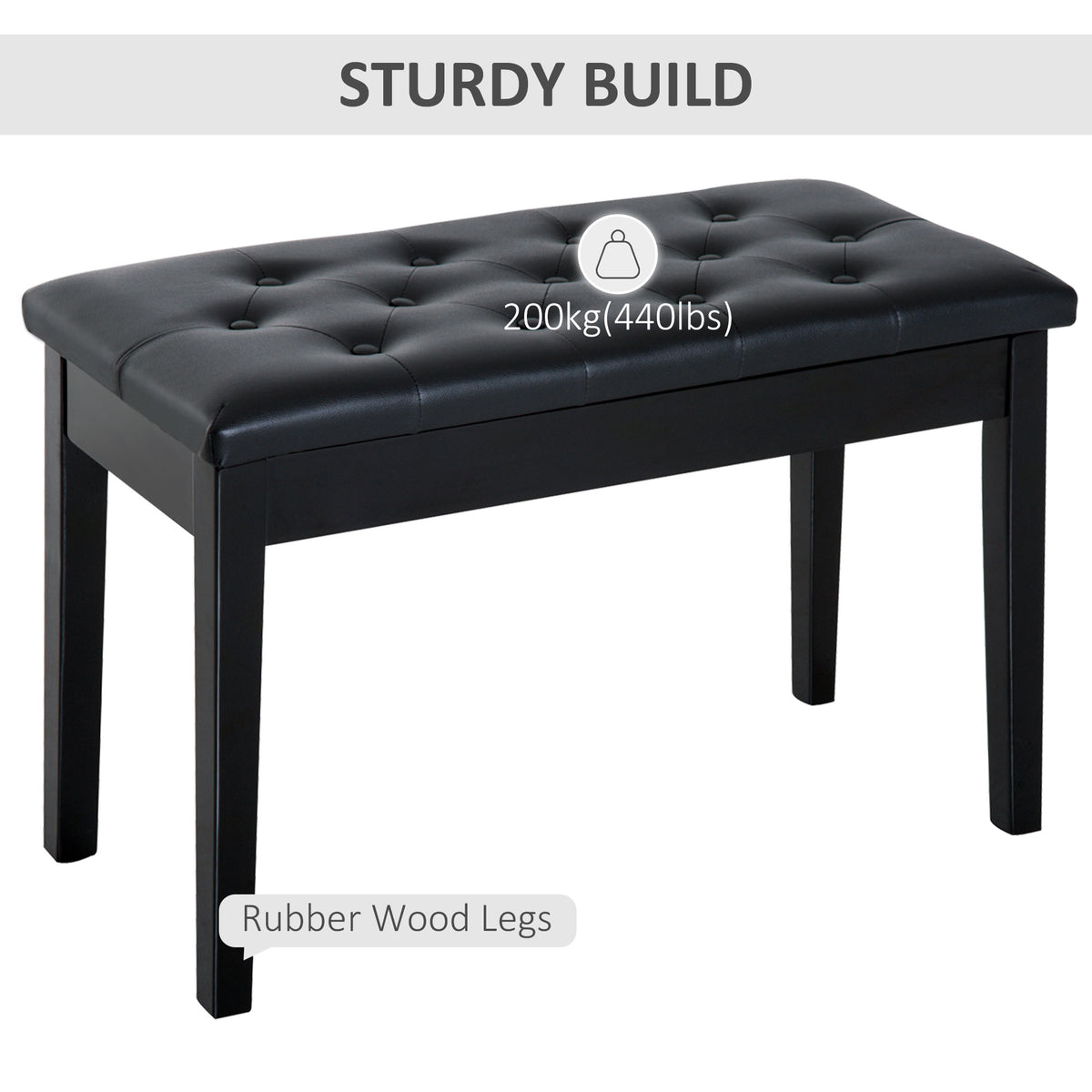 Banc de piano rembourré avec rangement