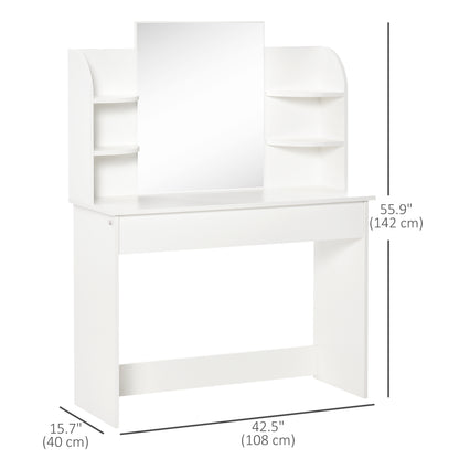 Table de maquillage avec miroir et étagères