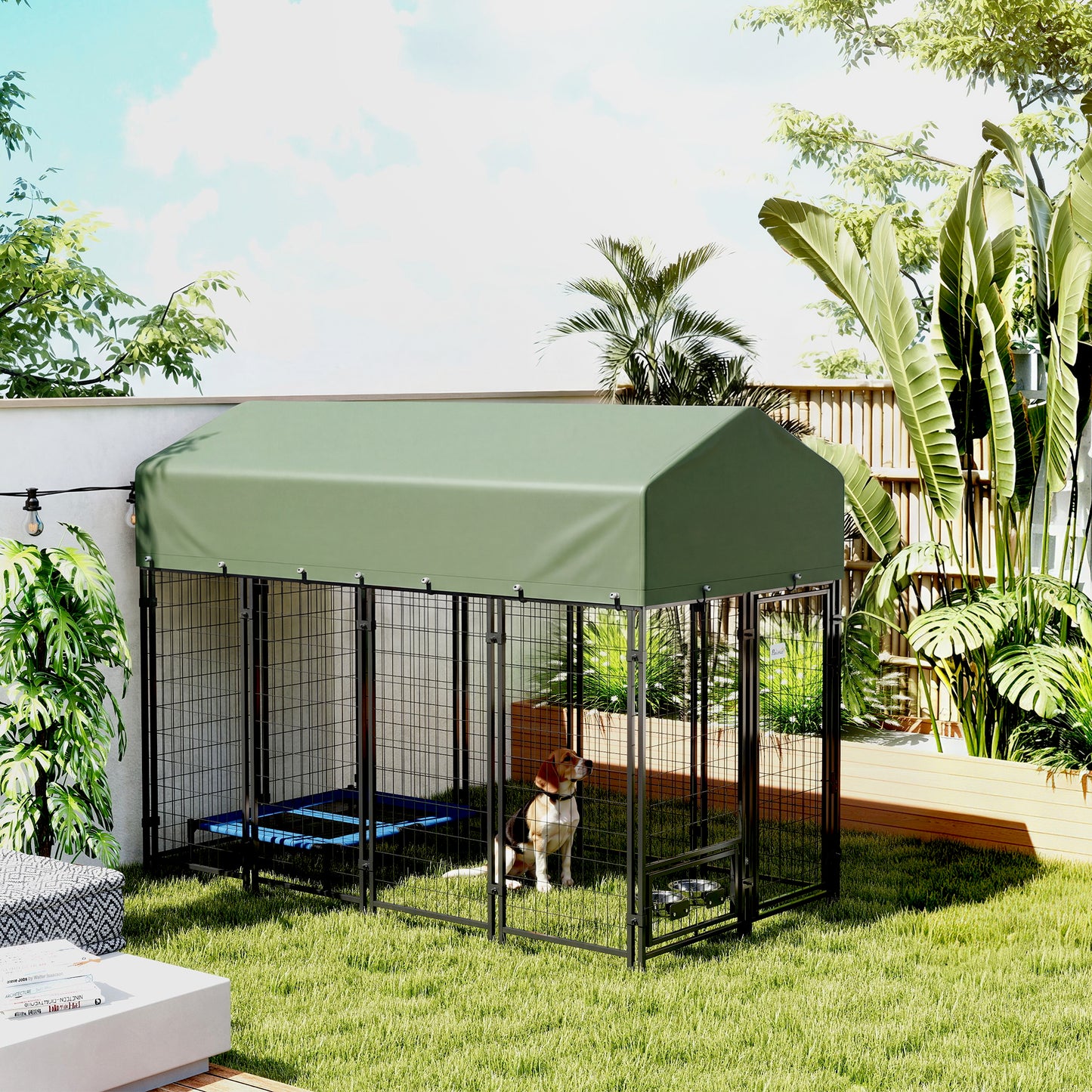 Enclos pour chien extérieur verrouillable acier soudé