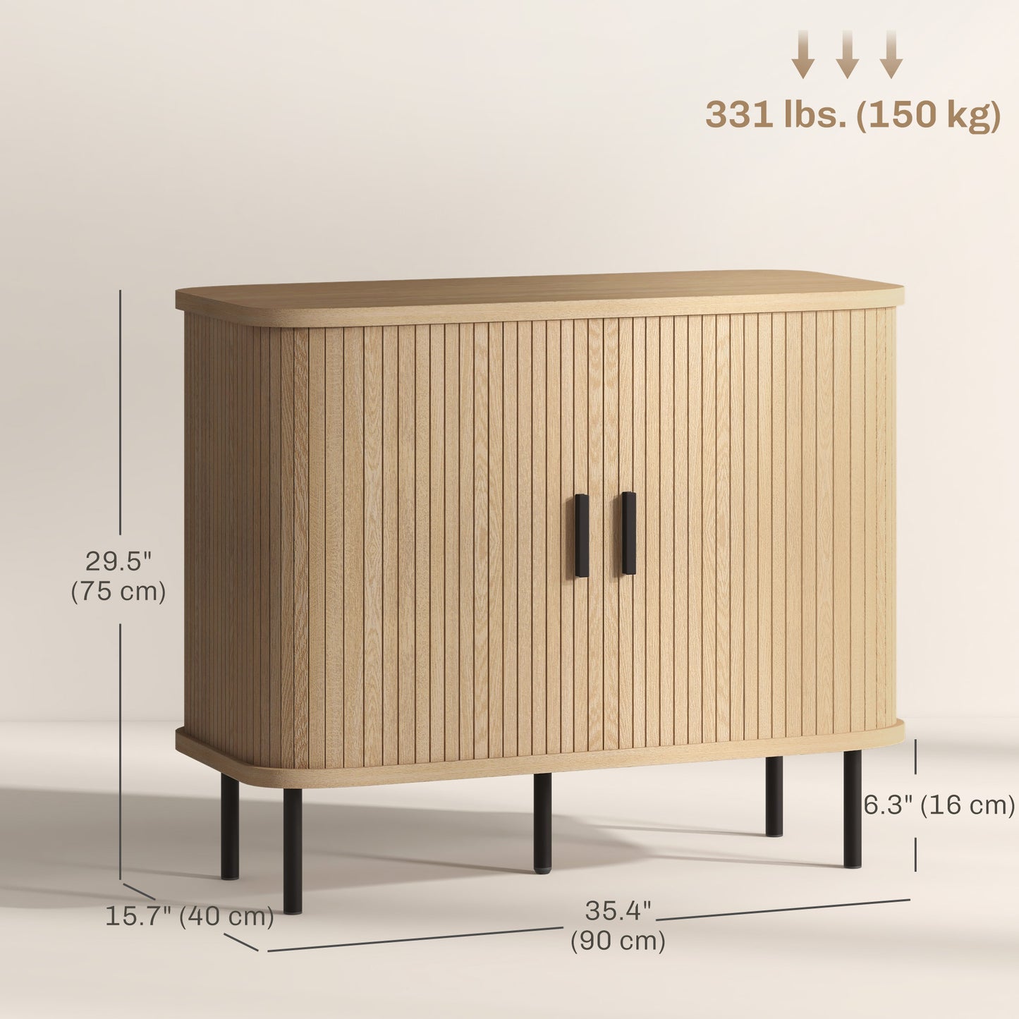 Buffet bahut nordique portes lamelles pieds métalliques
