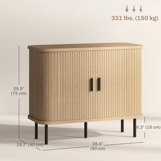 Buffet bahut nordique portes lamelles pieds métalliques