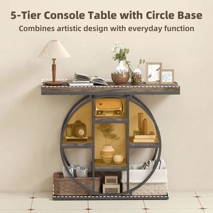 Console industrielle de salon avec tablettes de rangement 100 x 30 x 81,5 cm