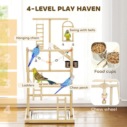 Aire de jeux en bois pour oiseaux à 4 niveaux