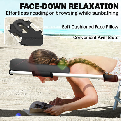 Chaise longue pliante avec trou facial 5 positions