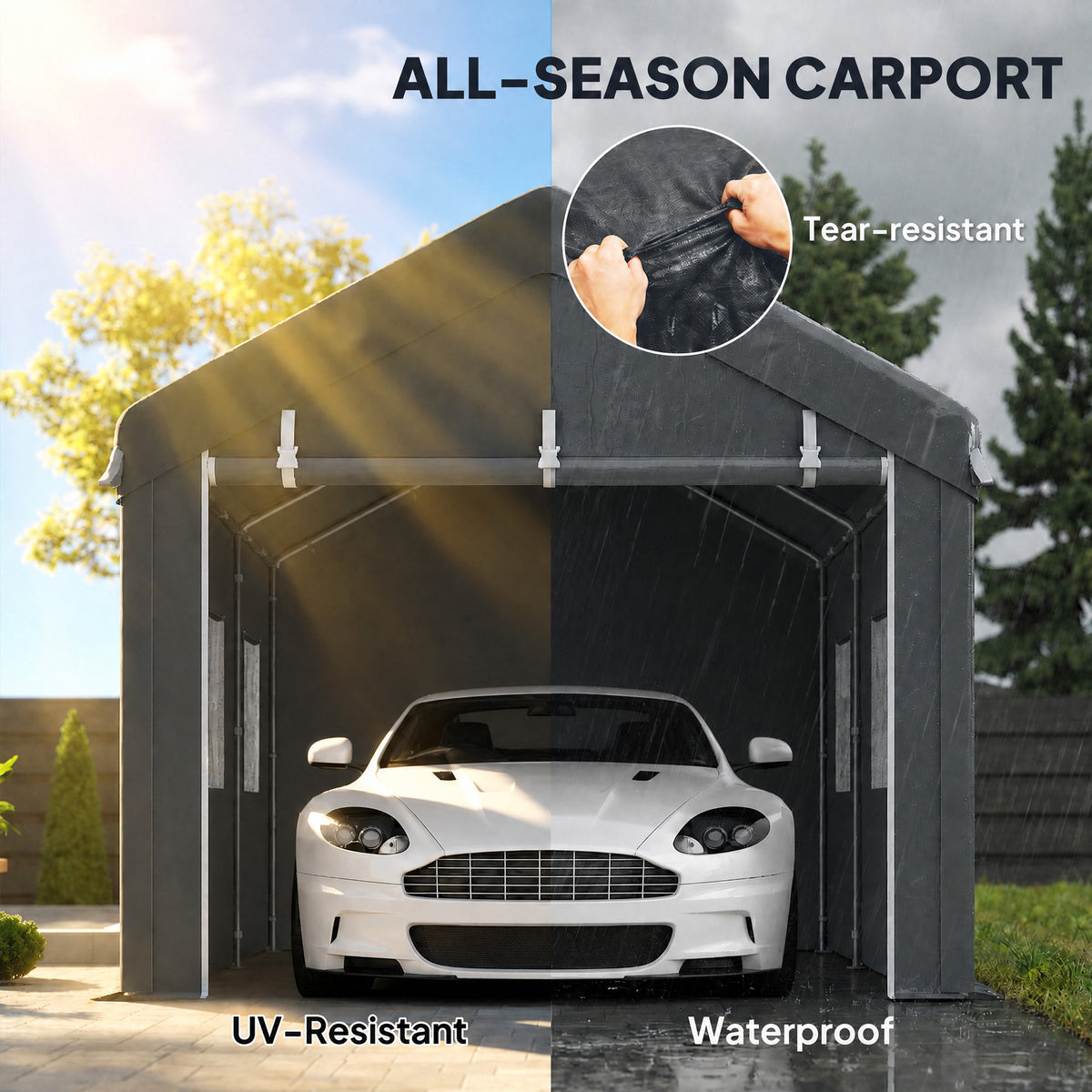 Carport 10' x 20' portatif robuste avec 6 fenêtres