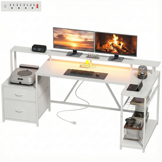 Bureau de jeu en L avec RGB et hub de recharge
