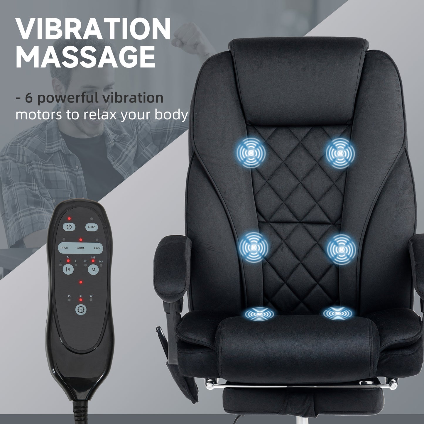 Chaise bureau massage inclinable avec repose-pieds ajustable