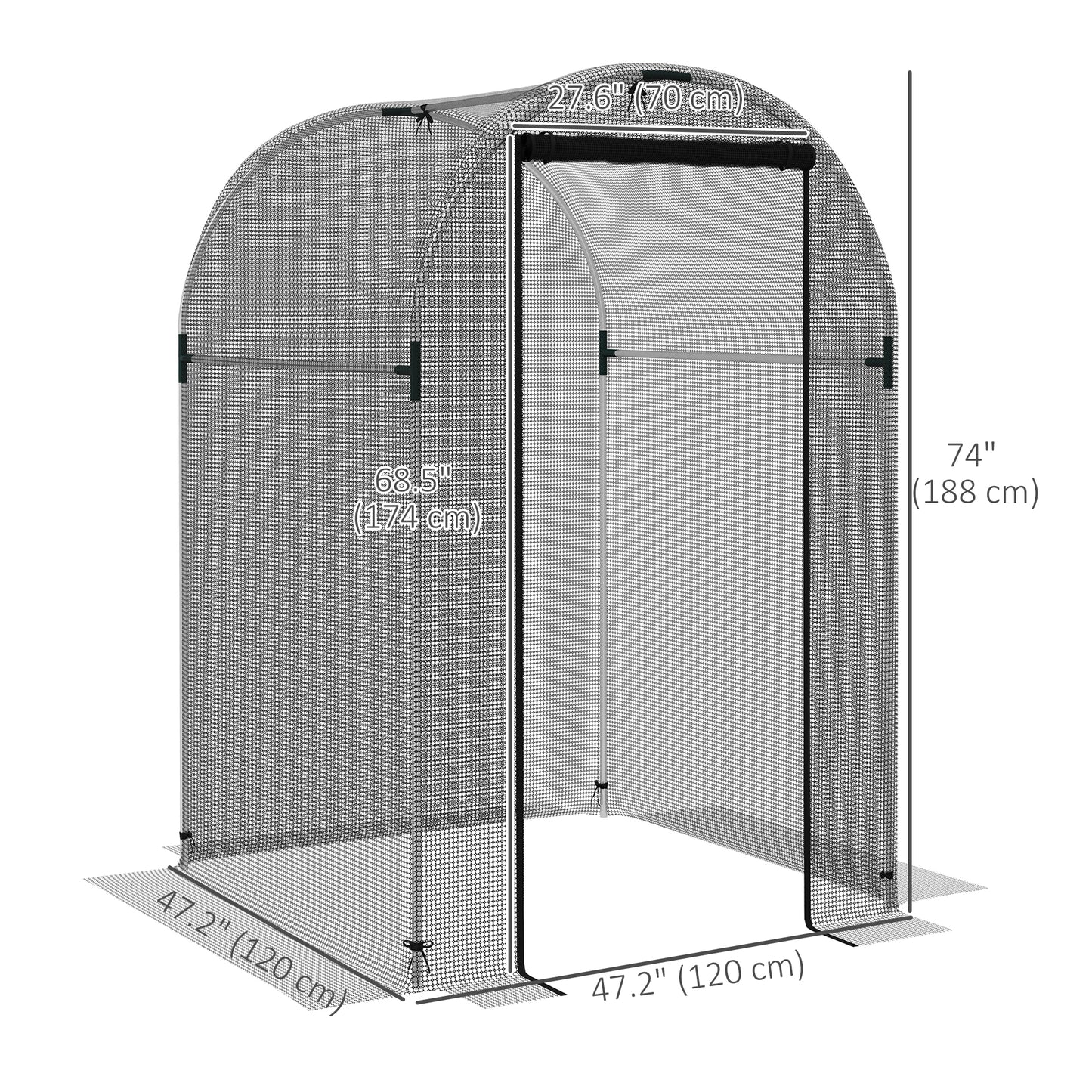 Cage de protection pour cultures avec porte zippée 122 x 244 cm