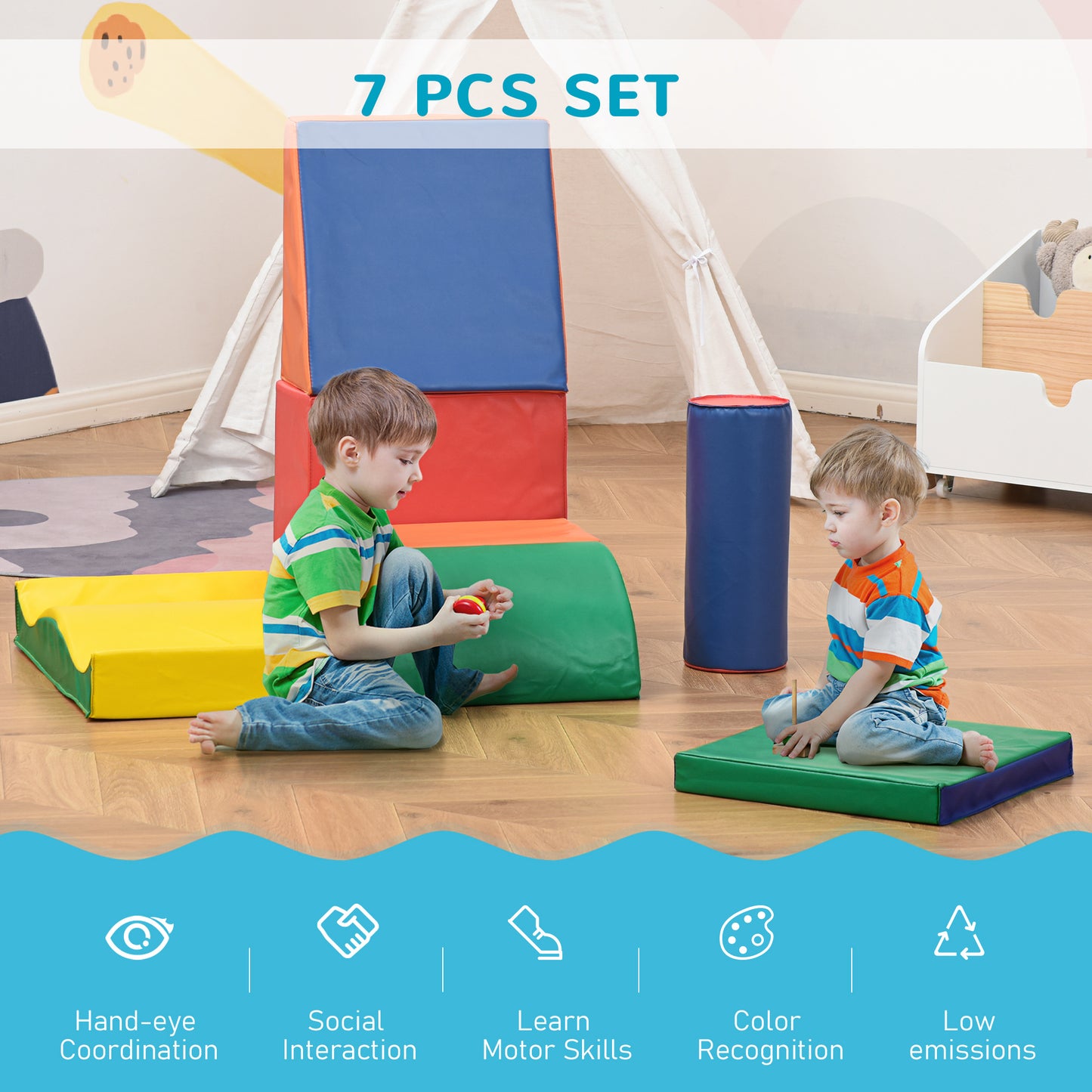 Blocs de jeu en mousse modulaires 7 pièces pour tout-petits