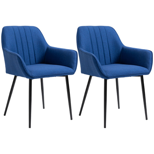 Ensemble 2 Chaises de Salle à Manger Aosom Rembourrées Lin Pieds Métal