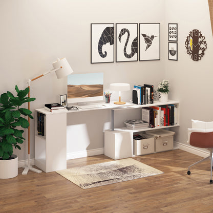 Bureau d'angle rotatif 360° avec étagères 3 niveaux