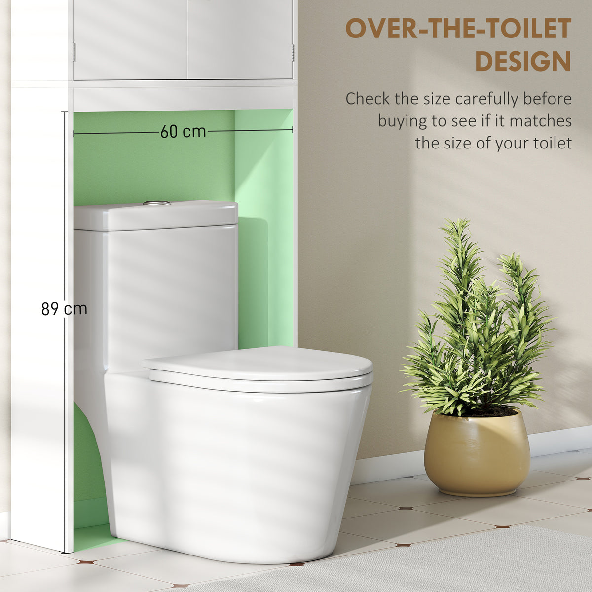 Meuble de rangement autoportant au-dessus des toilettes à 4 tablettes
