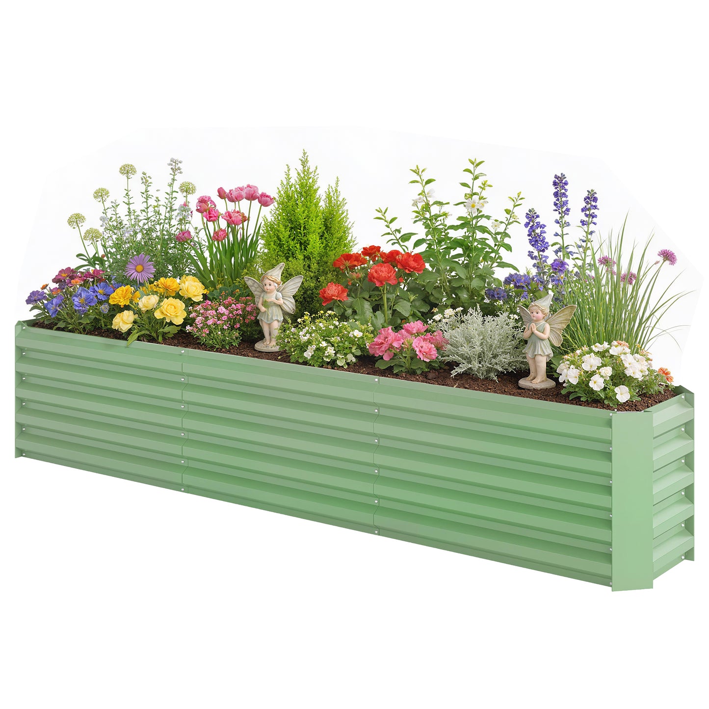 Outsunny Galvanized Raised Garden Bed 240x40x45cm Outdoor Garden